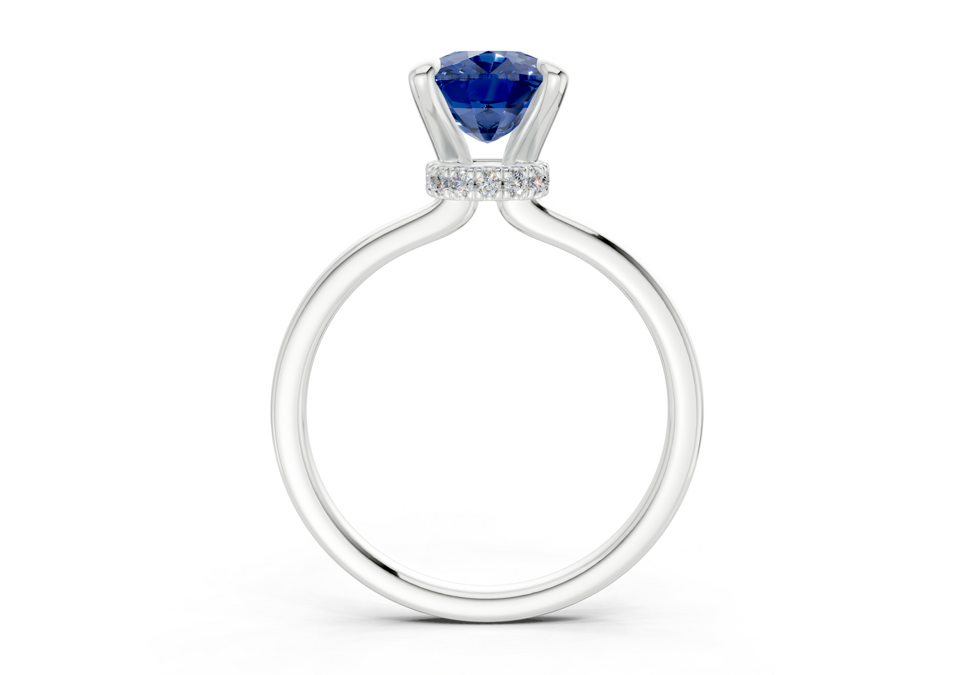 Seraphina Sapphire Gemstone Solitaire Elongated Cushion Cut 1.8mm Engagement Ring