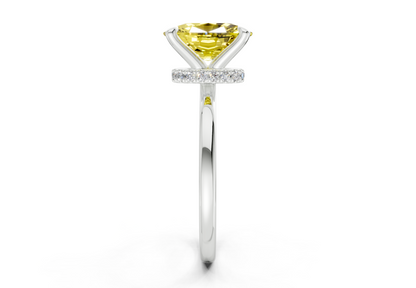 Seraphina Yellow Diamond Solitaire Elongated Cushion Cut 1.8mm Engagement Ring