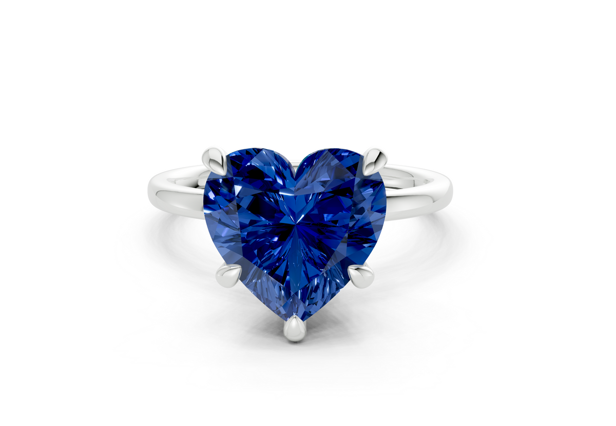 Seraphina Sapphire Gemstone Solitaire Heart Cut 1.8mm Engagement Ring