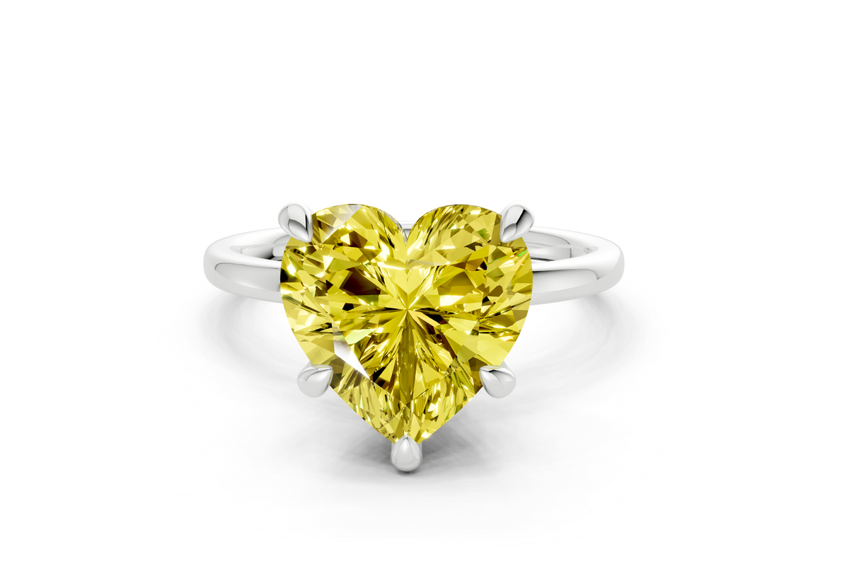 Seraphina Yellow Diamond Solitaire Heart Cut 1.8mm Engagement Ring