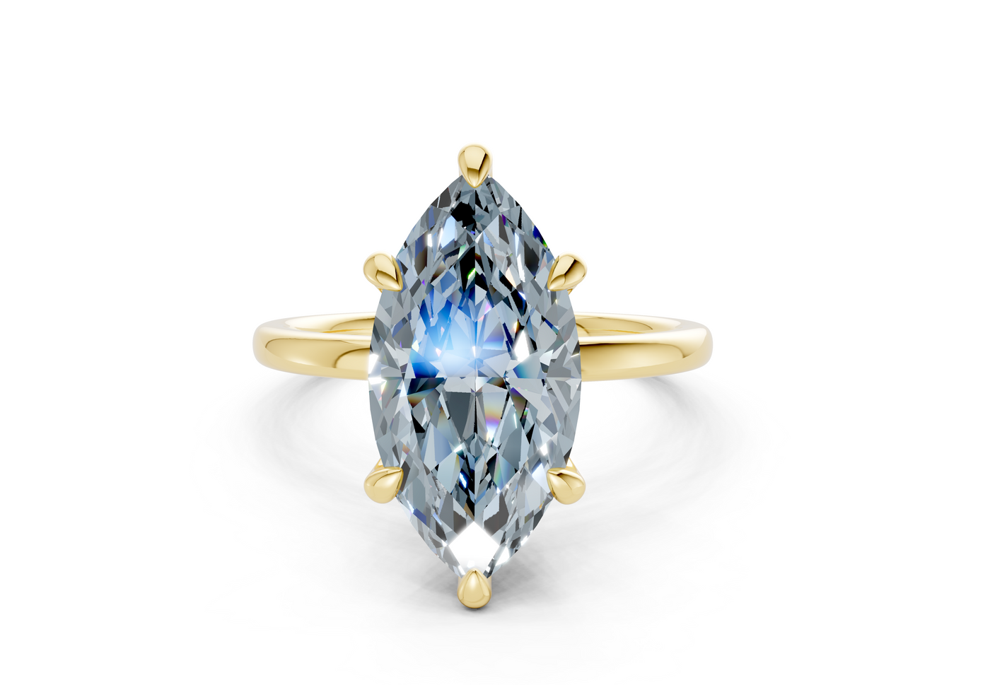 Seraphina Blue Diamond Solitaire Marquise Cut 1.8mm Engagement Ring