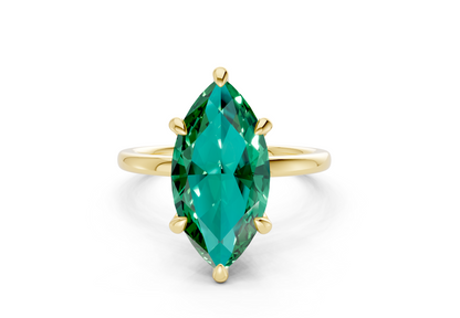 Seraphina Emerald Gemstone Solitaire Marquise Cut 1.8mm Engagement Ring
