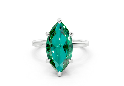 Seraphina Emerald Gemstone Solitaire Marquise Cut 1.8mm Engagement Ring