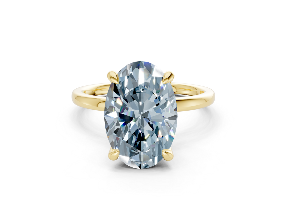 Seraphina Blue Diamond Solitaire Oval Cut 1.8mm Engagement Ring