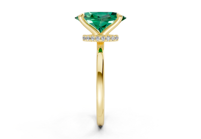 Seraphina Emerald Gemstone Solitaire Oval Cut 1.8mm Engagement Ring