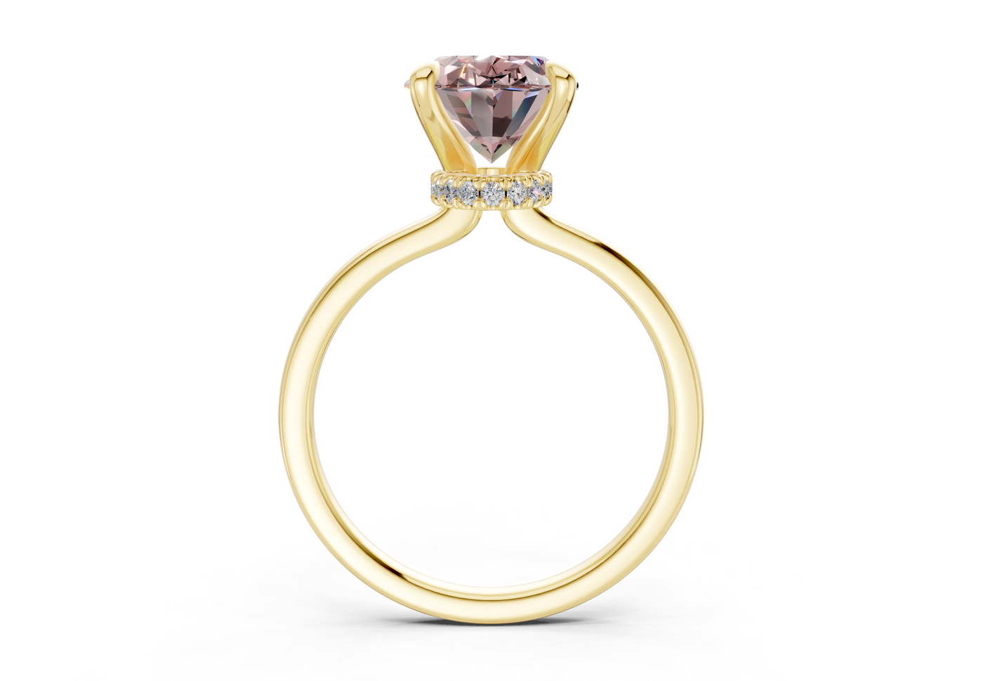 Seraphina Pink Diamond Solitaire Oval Cut 1.8mm Engagement Ring