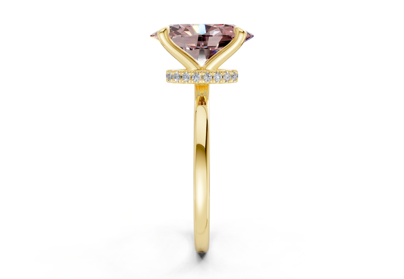 Seraphina Pink Diamond Solitaire Oval Cut 1.8mm Engagement Ring
