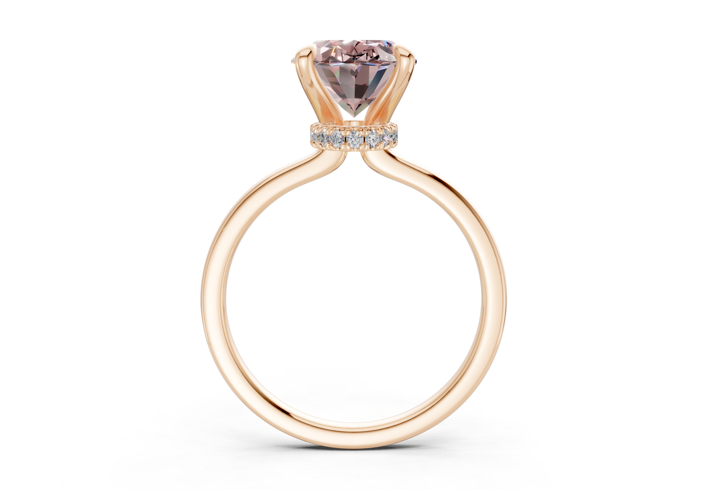 Seraphina Pink Diamond Solitaire Oval Cut 1.8mm Engagement Ring