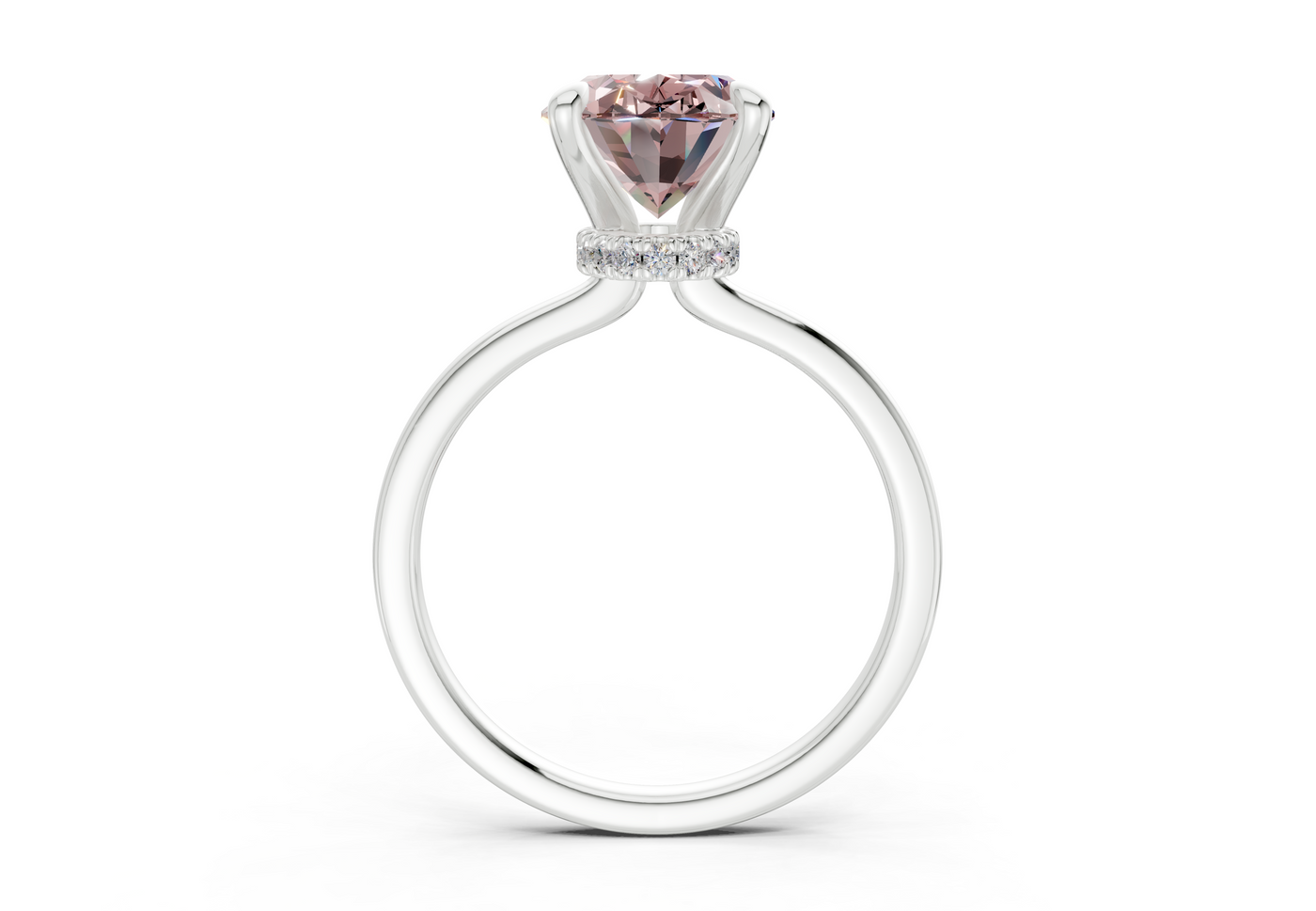 Seraphina Pink Diamond Solitaire Oval Cut 1.8mm Engagement Ring