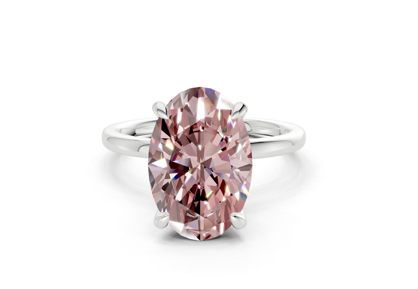 Seraphina Pink Diamond Solitaire Oval Cut 1.8mm Engagement Ring