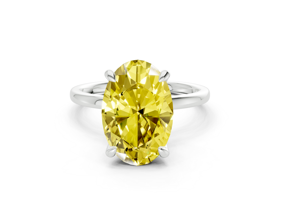 Seraphina Yellow Diamond Solitaire Oval Cut 1.8mm Engagement Ring