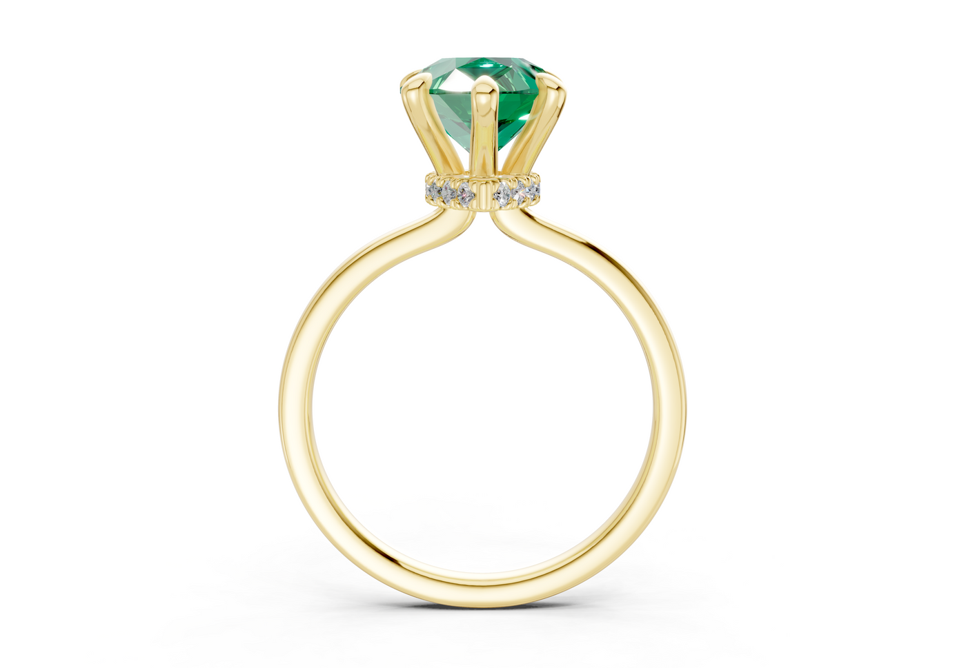 Seraphina Emerald Gemstone Solitaire Pear Cut 1.8mm Engagement Ring
