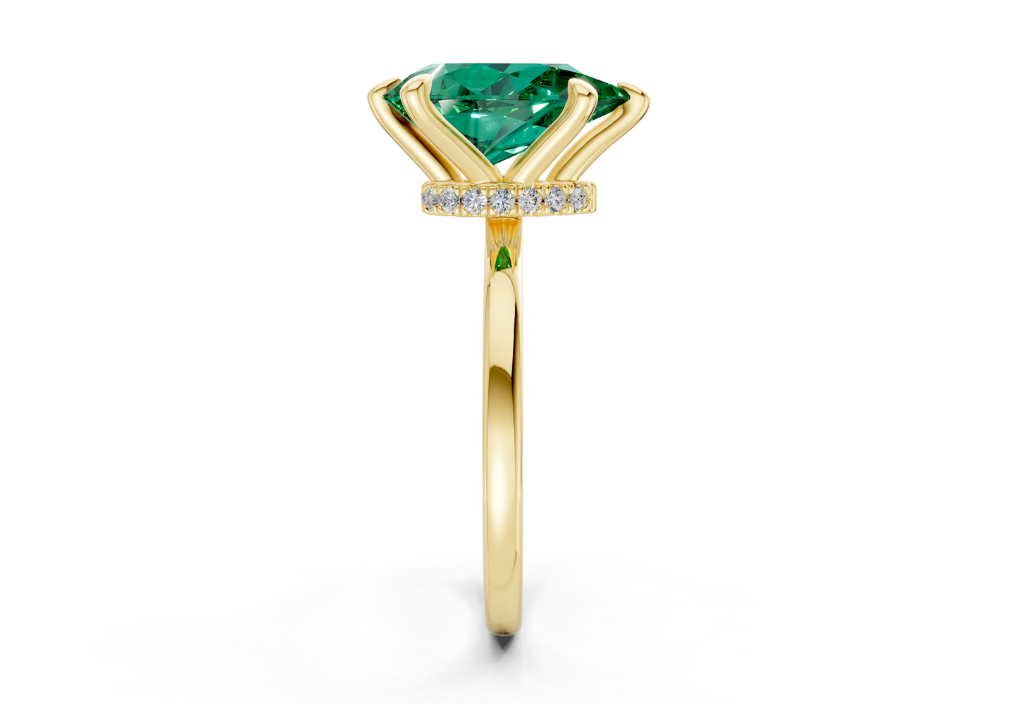 Seraphina Emerald Gemstone Solitaire Pear Cut 1.8mm Engagement Ring