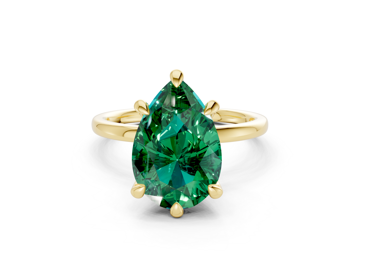 Seraphina Emerald Gemstone Solitaire Pear Cut 1.8mm Engagement Ring