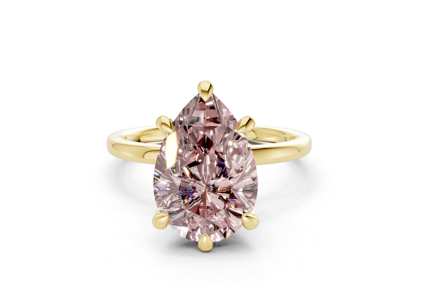 Seraphina Pink Diamond Solitaire Pear Cut 1.8mm Engagement Ring