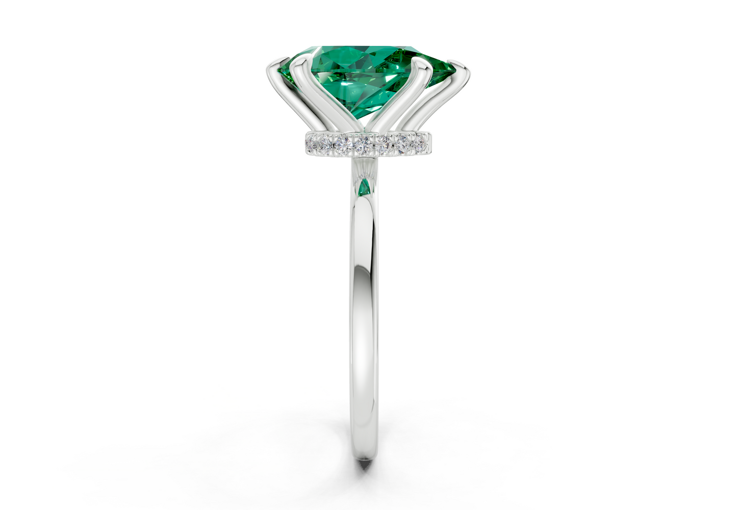 Seraphina Emerald Gemstone Solitaire Pear Cut 1.8mm Engagement Ring