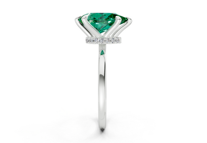 Seraphina Emerald Gemstone Solitaire Pear Cut 1.8mm Engagement Ring