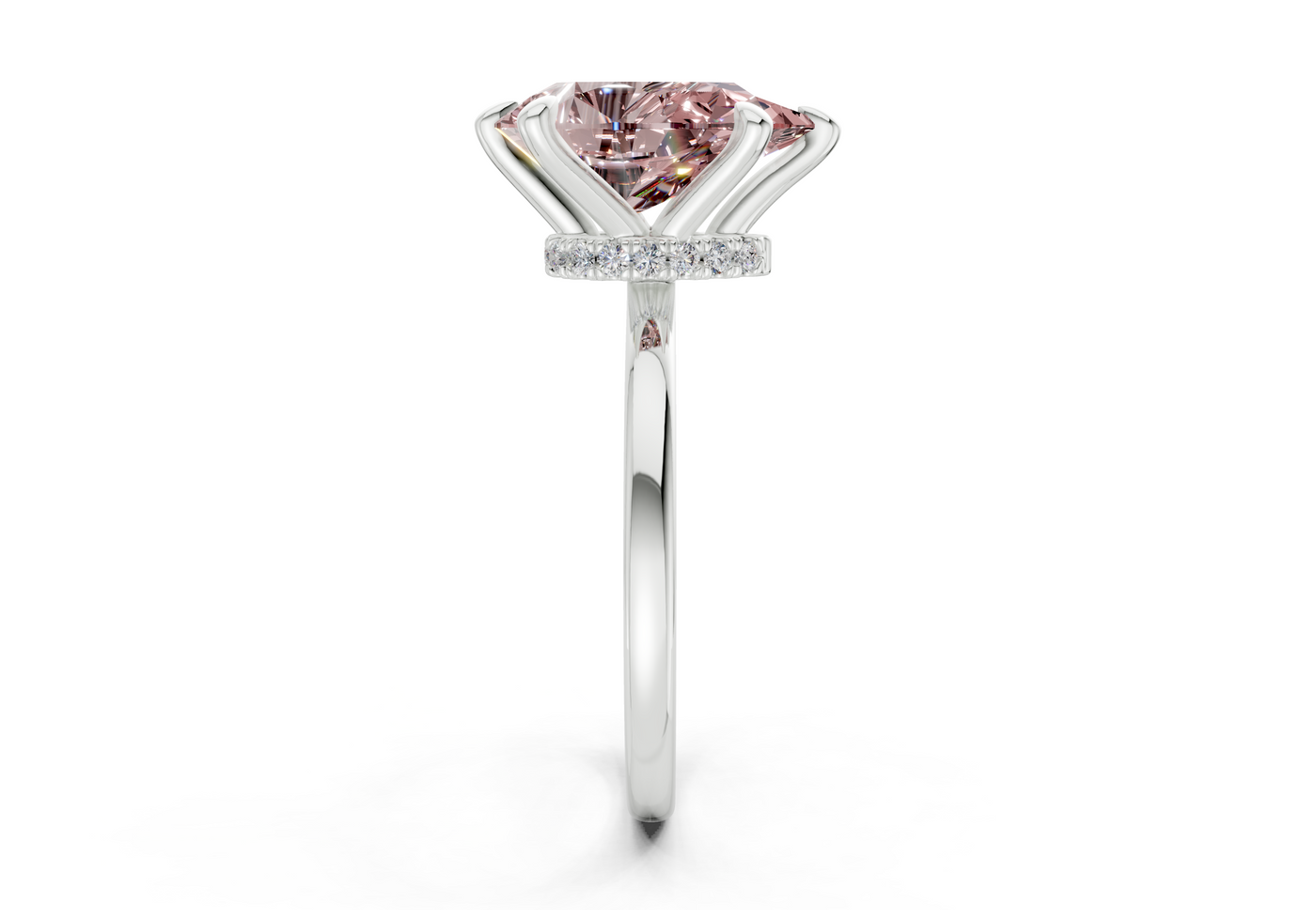 Seraphina Pink Diamond Solitaire Pear Cut 1.8mm Engagement Ring