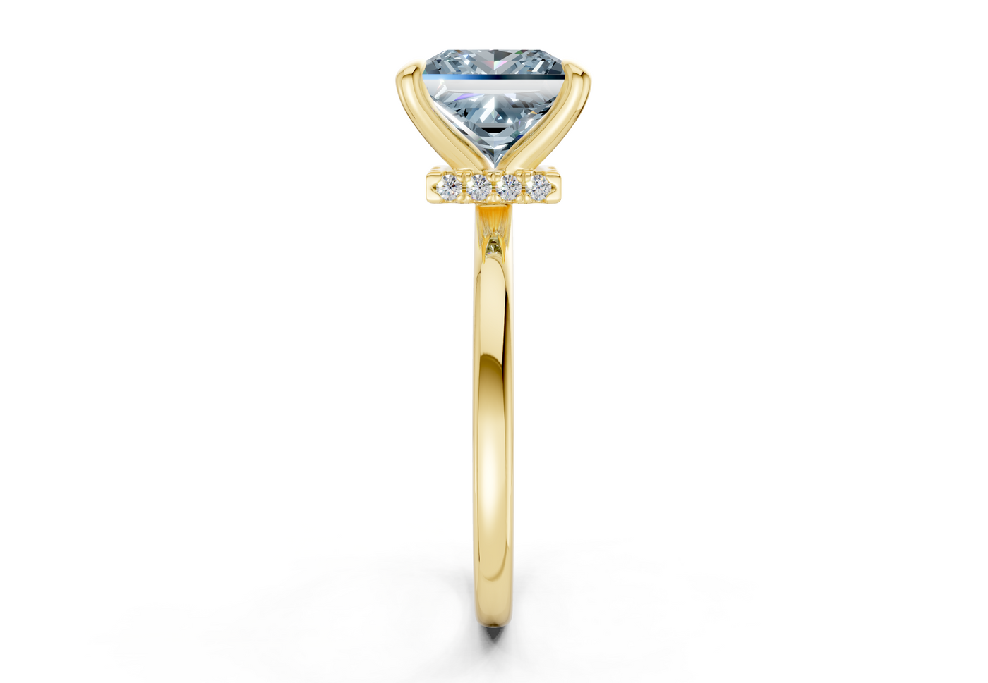 Seraphina Blue Diamond Solitaire Princess Cut 1.8mm Engagement Ring
