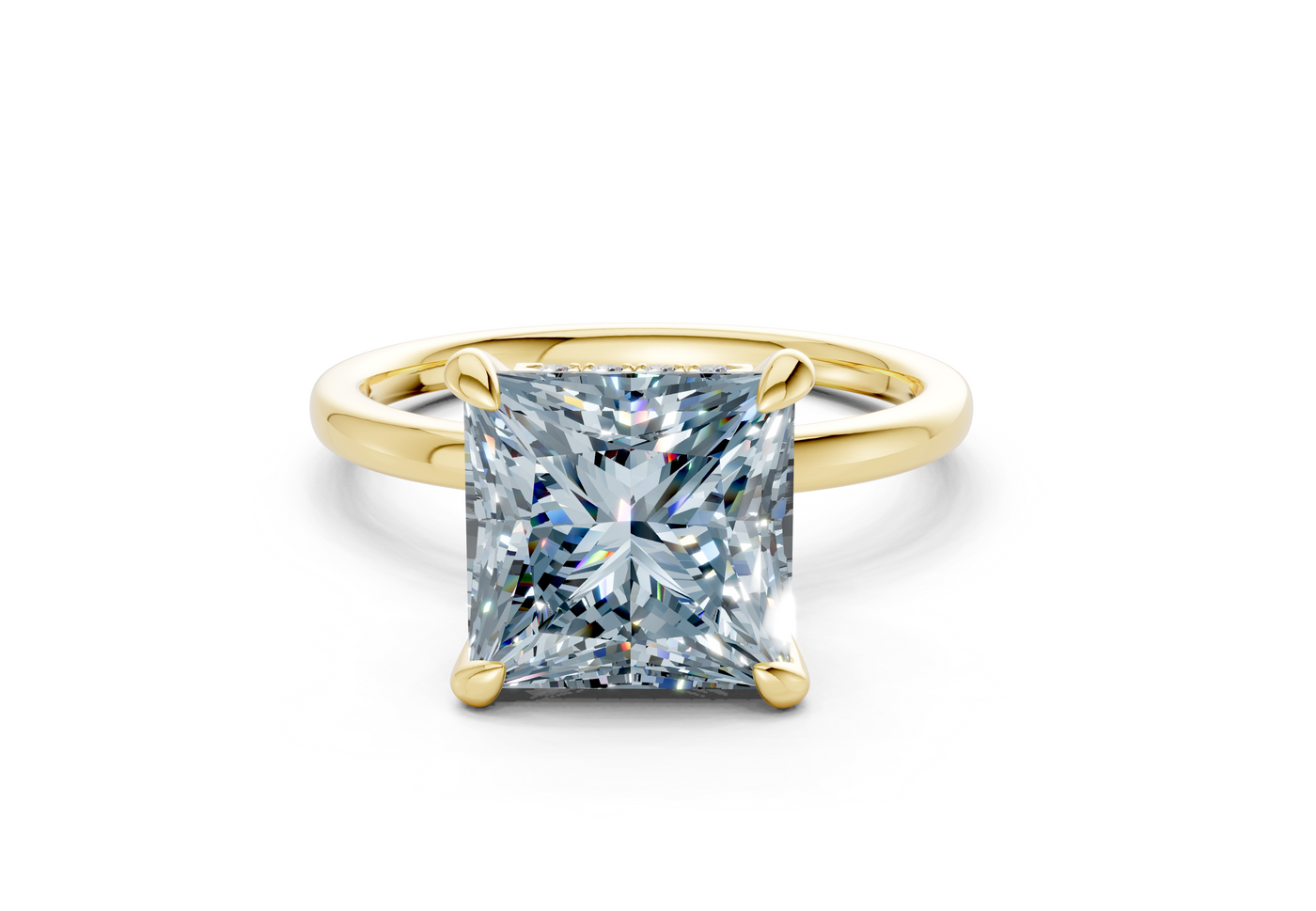 Seraphina Blue Diamond Solitaire Princess Cut 1.8mm Engagement Ring
