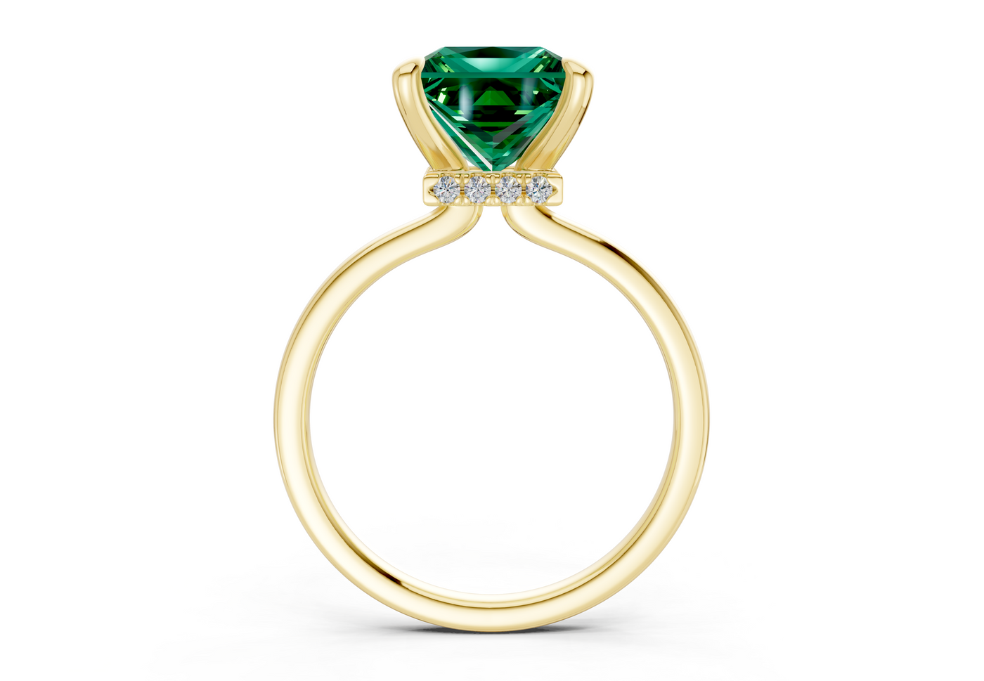 Seraphina Emerald Gemstone Solitaire Princess Cut 1.8mm Engagement Ring