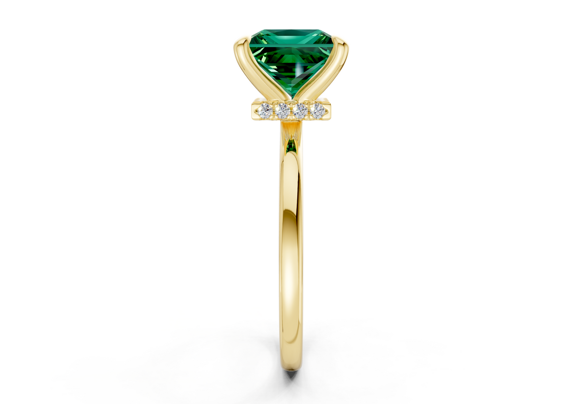 Seraphina Emerald Gemstone Solitaire Princess Cut 1.8mm Engagement Ring