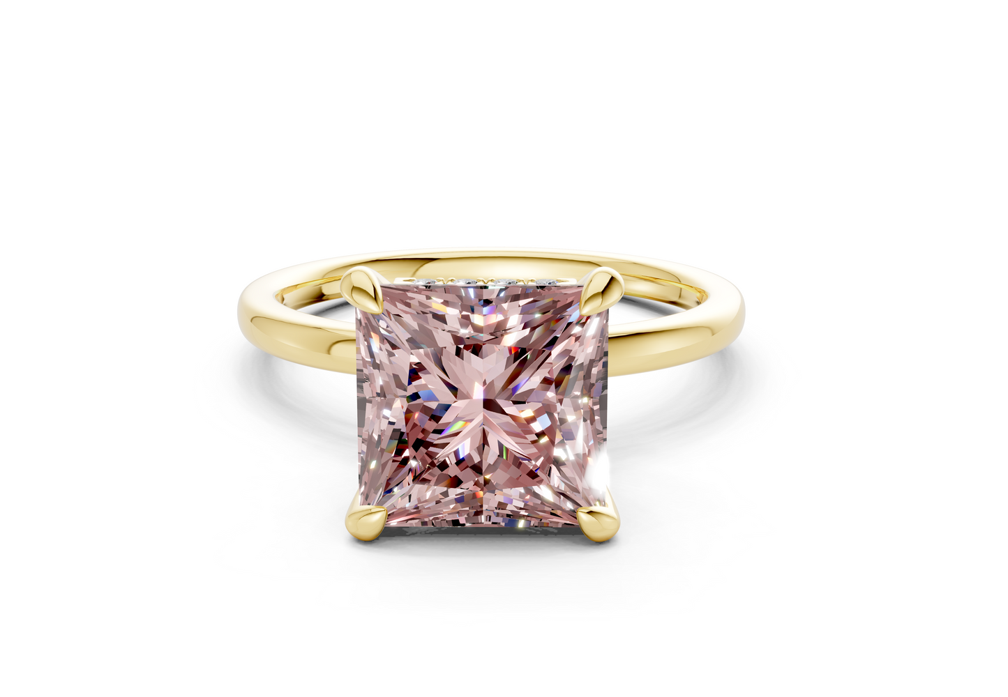 Seraphina Pink Diamond Solitaire Princess Cut 1.8mm Engagement Ring