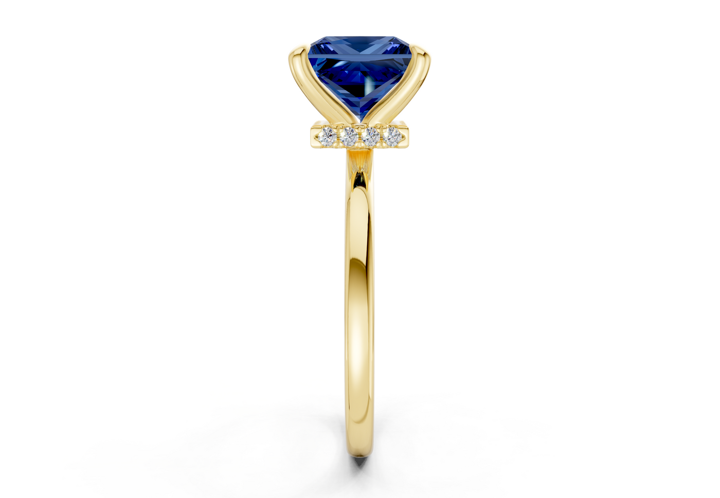 Seraphina Sapphire Gemstone Solitaire Princess Cut 1.8mm Engagement Ring