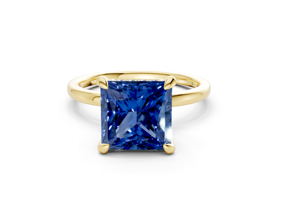Seraphina Sapphire Gemstone Solitaire Princess Cut 1.8mm Engagement Ring
