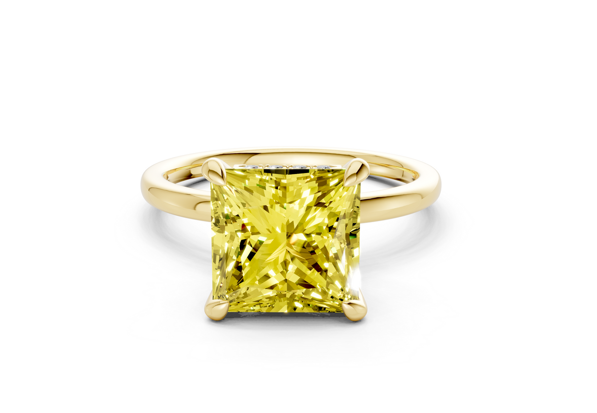 Seraphina Yellow Diamond Solitaire Princess Cut 1.8mm Engagement Ring
