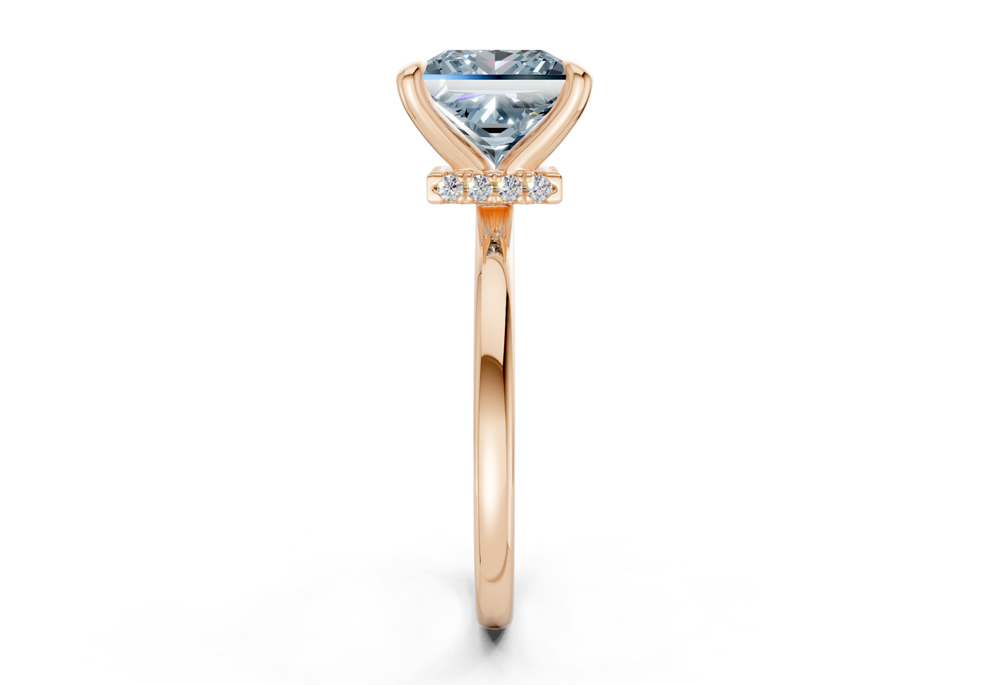 Seraphina Blue Diamond Solitaire Princess Cut 1.8mm Engagement Ring