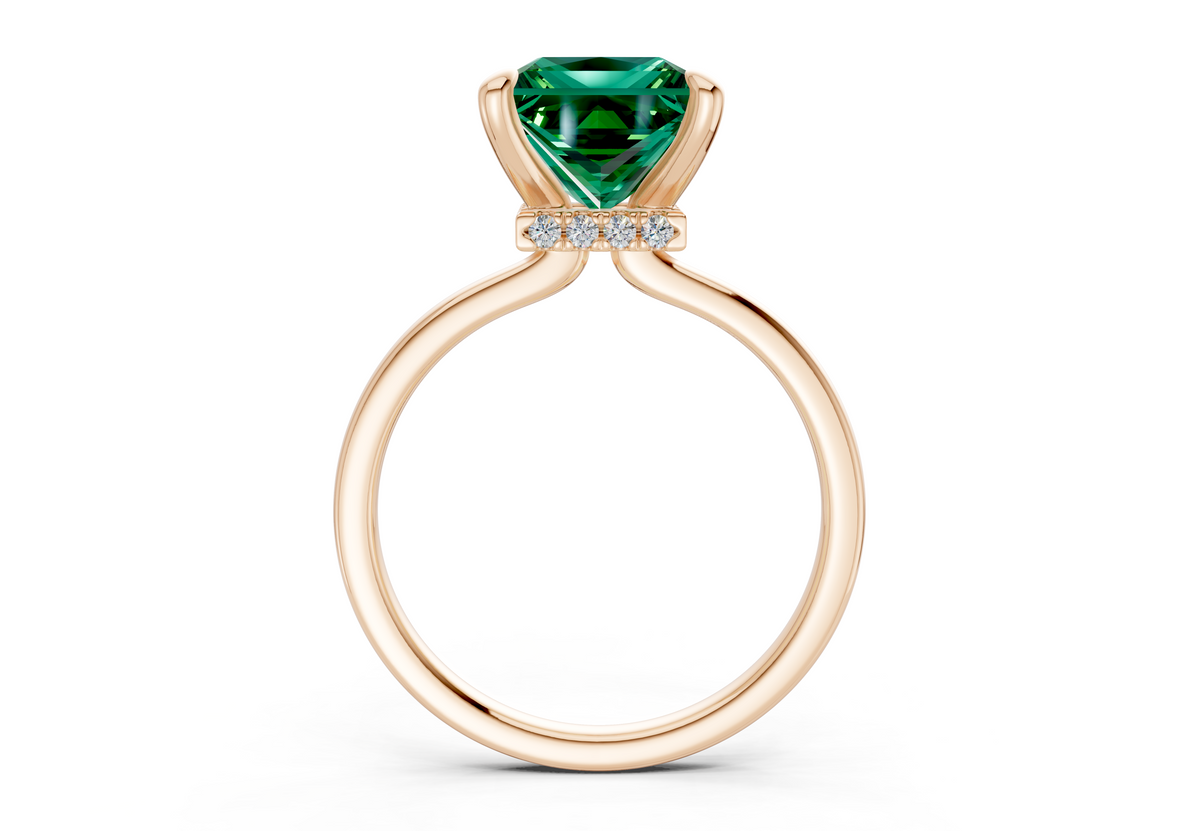 Seraphina Emerald Gemstone Solitaire Princess Cut 1.8mm Engagement Ring