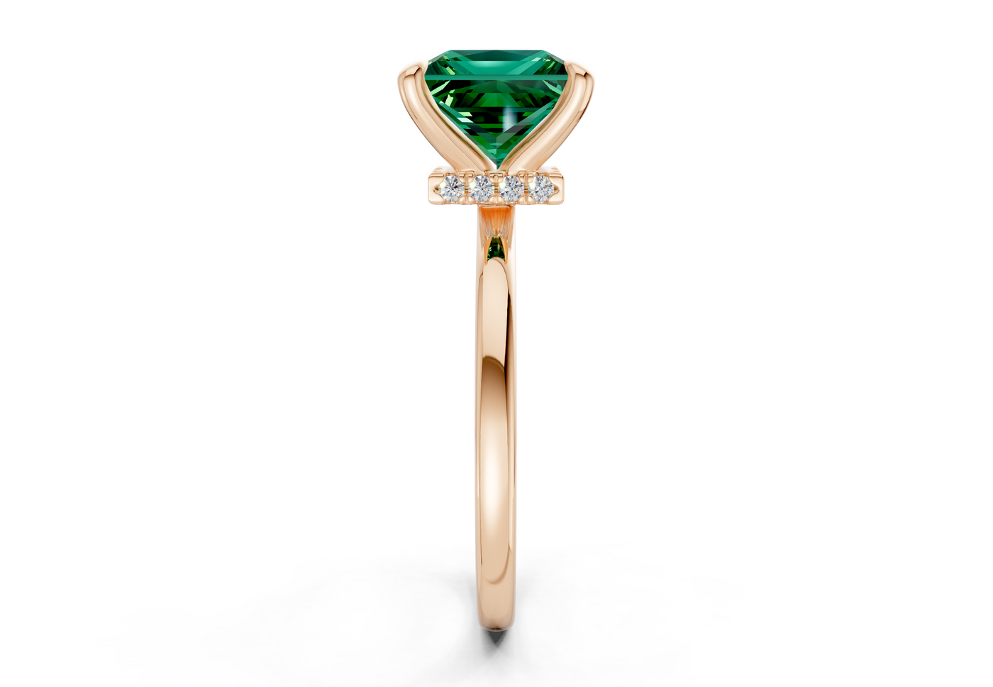 Seraphina Emerald Gemstone Solitaire Princess Cut 1.8mm Engagement Ring