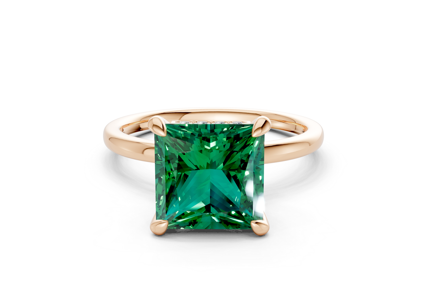 Seraphina Emerald Gemstone Solitaire Princess Cut 1.8mm Engagement Ring
