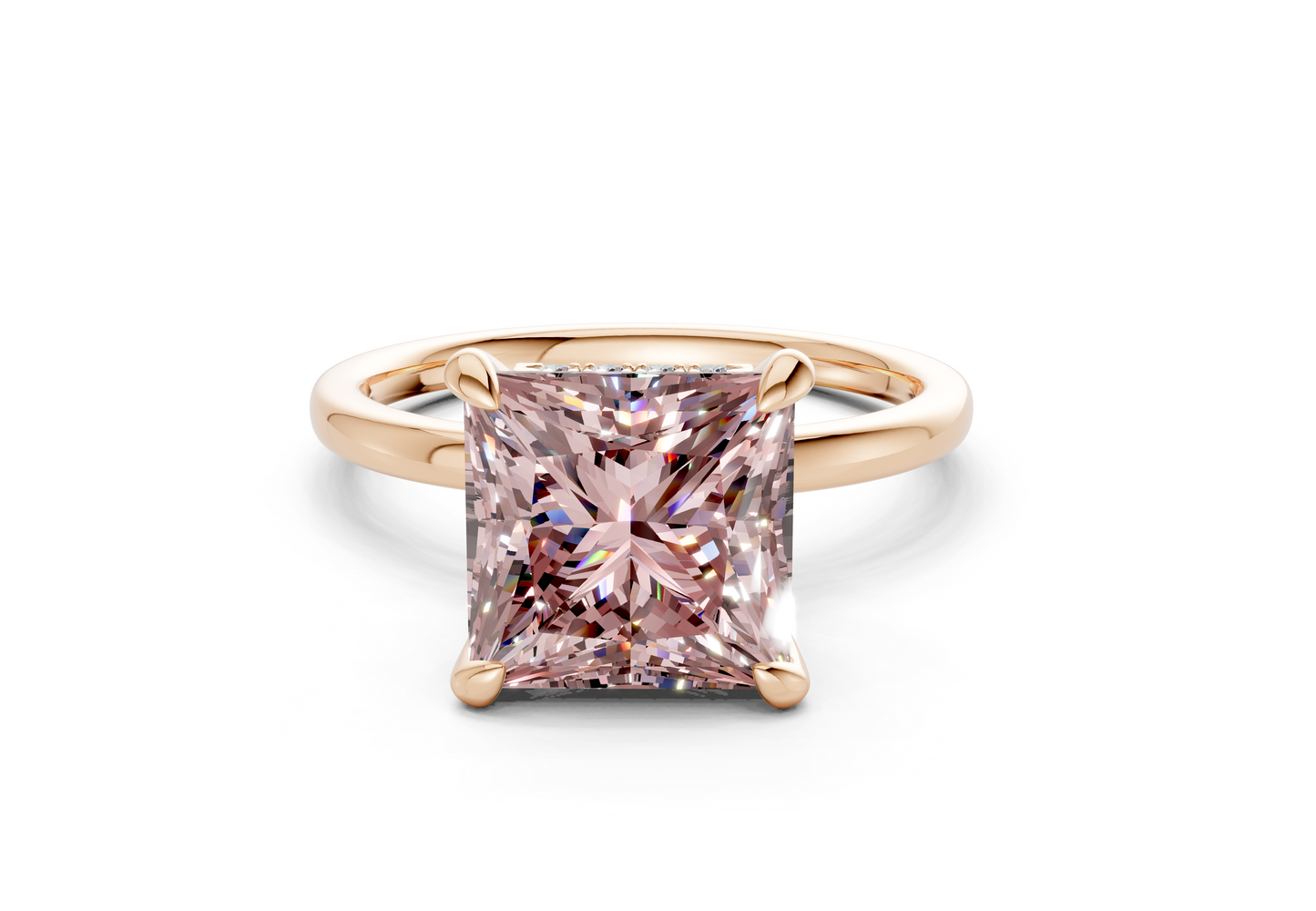 Seraphina Pink Diamond Solitaire Princess Cut 1.8mm Engagement Ring