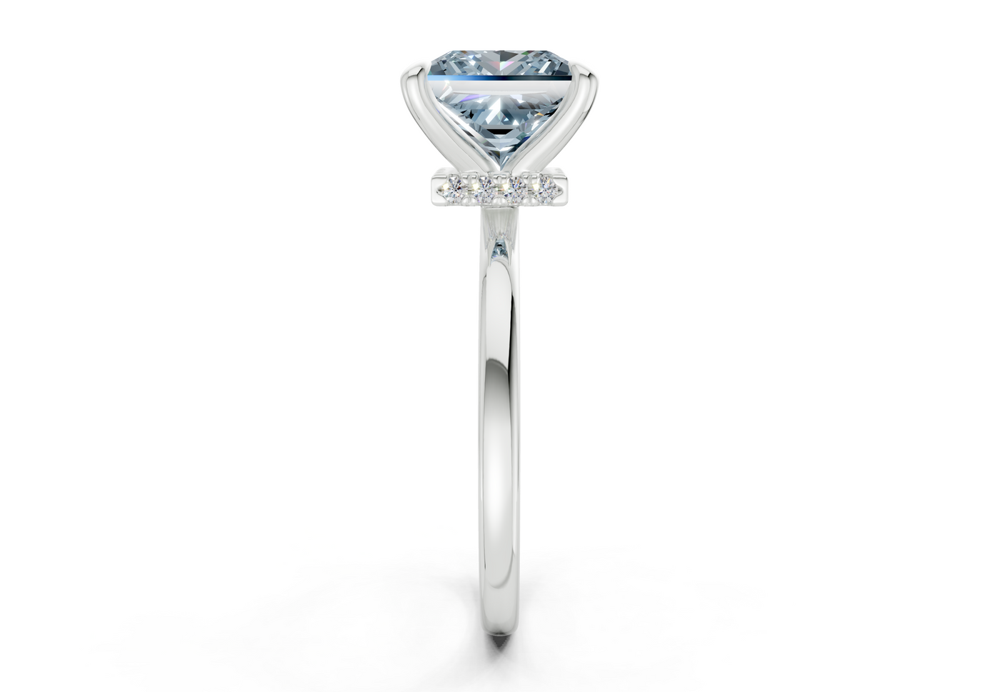 Seraphina Blue Diamond Solitaire Princess Cut 1.8mm Engagement Ring