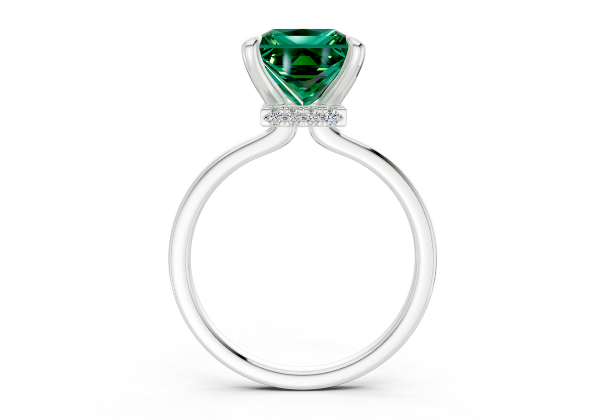 Seraphina Emerald Gemstone Solitaire Princess Cut 1.8mm Engagement Ring