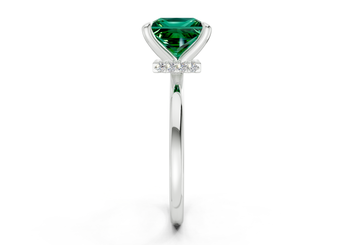 Seraphina Emerald Gemstone Solitaire Princess Cut 1.8mm Engagement Ring