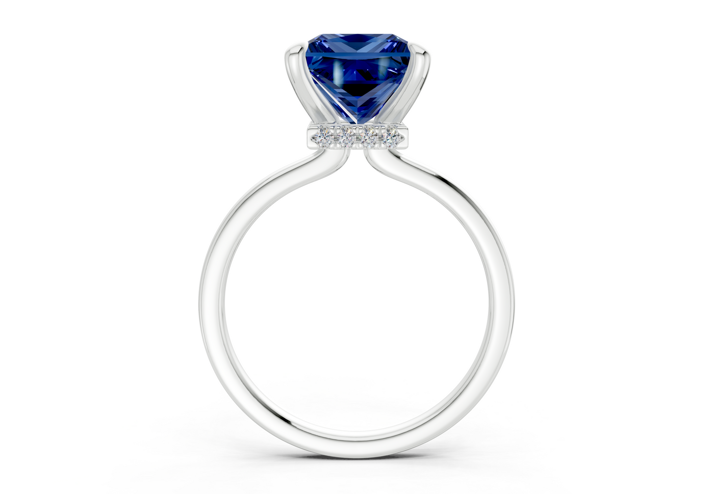 Seraphina Sapphire Gemstone Solitaire Princess Cut 1.8mm Engagement Ring