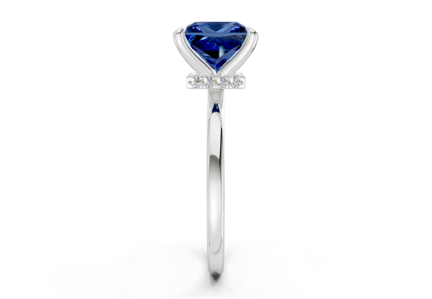 Seraphina Sapphire Gemstone Solitaire Princess Cut 1.8mm Engagement Ring