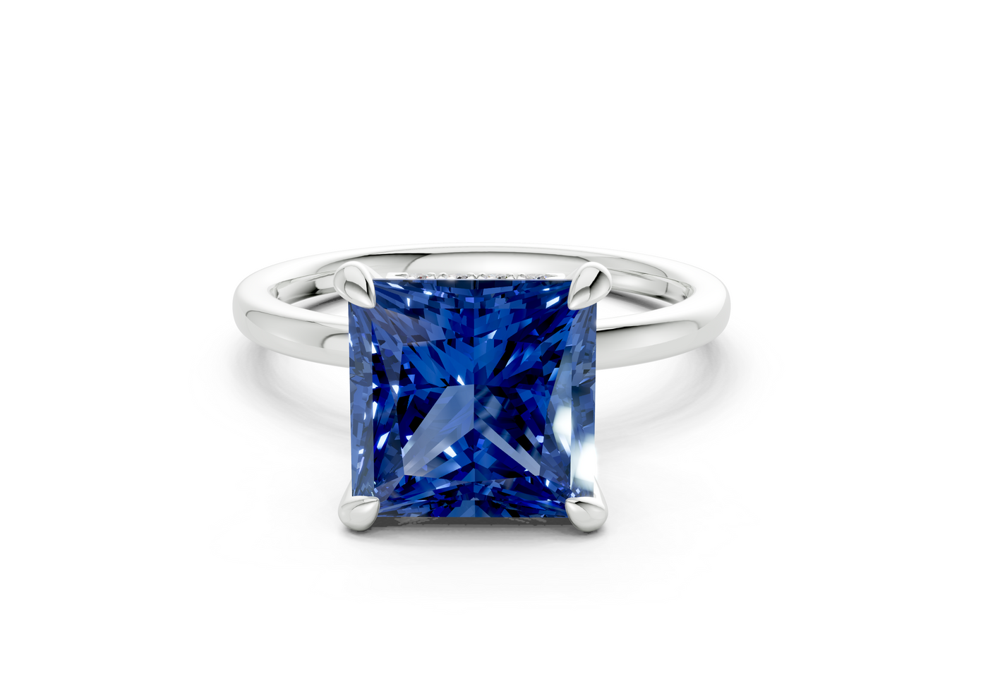 Seraphina Sapphire Gemstone Solitaire Princess Cut 1.8mm Engagement Ring