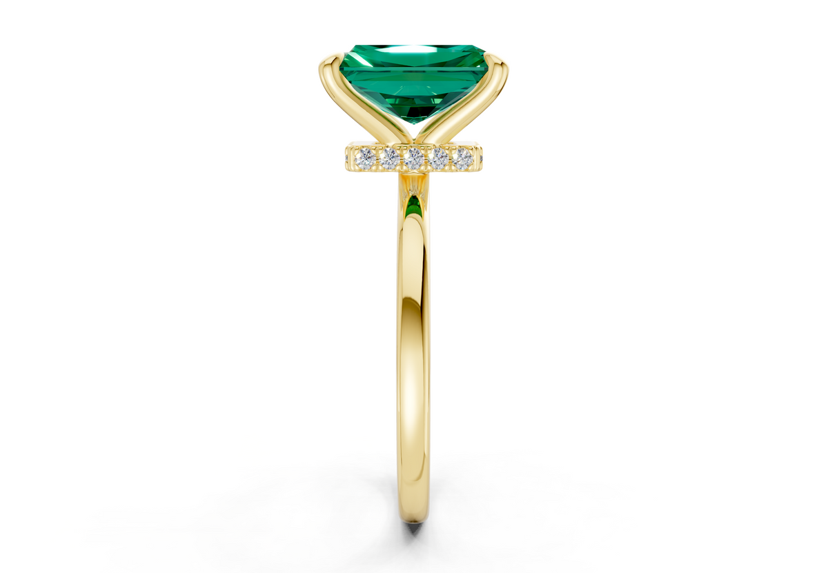 Seraphina Emerald Gemstone Solitaire Radiant Cut 1.8mm Engagement Ring