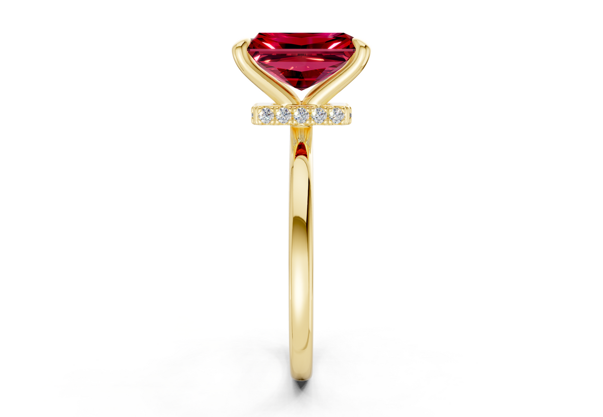 Seraphina Ruby Gemstone Solitaire Radiant Cut 1.8mm Engagement Ring