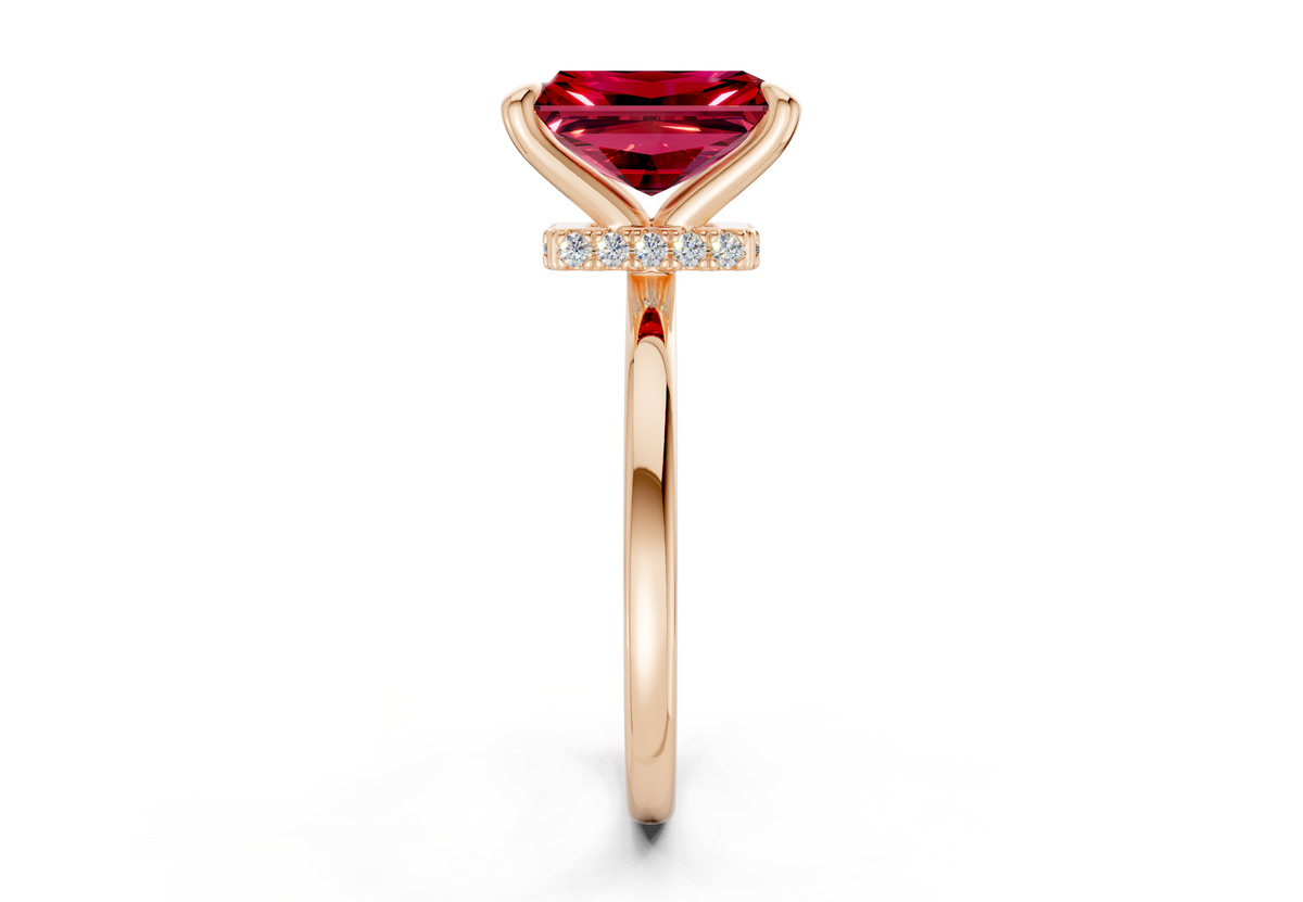 Seraphina Ruby Gemstone Solitaire Radiant Cut 1.8mm Engagement Ring