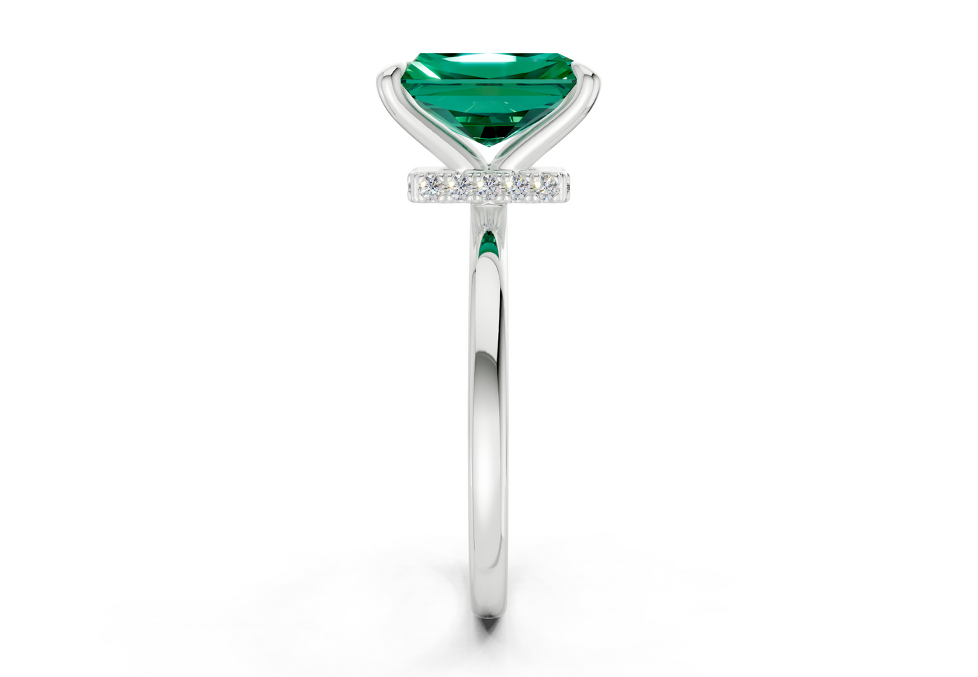 Seraphina Emerald Gemstone Solitaire Radiant Cut 1.8mm Engagement Ring
