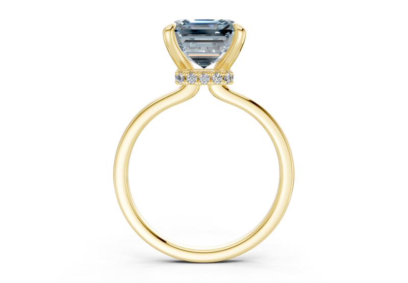 Seraphina Blue Diamond Solitaire Asscher Cut 1.8mm Engagement Ring