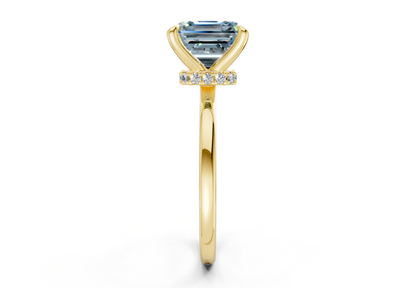 Seraphina Blue Diamond Solitaire Asscher Cut 1.8mm Engagement Ring