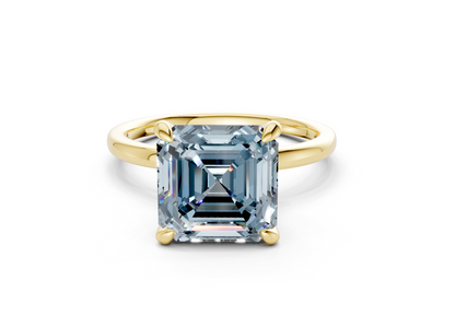 Seraphina Blue Diamond Solitaire Asscher Cut 1.8mm Engagement Ring