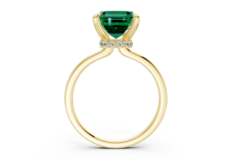 Seraphina Emerald Gemstone Solitaire Asscher Cut 1.8mm Engagement Ring
