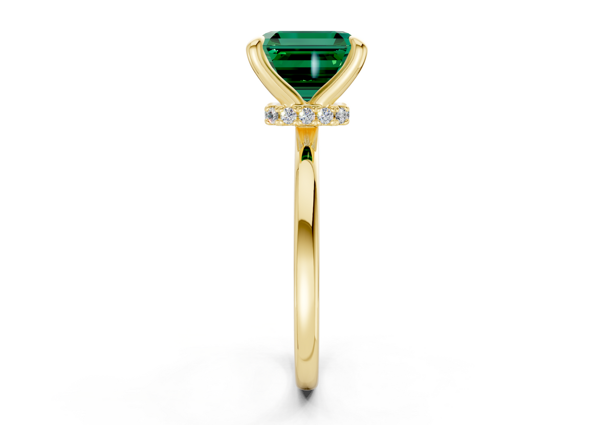 Seraphina Emerald Gemstone Solitaire Asscher Cut 1.8mm Engagement Ring